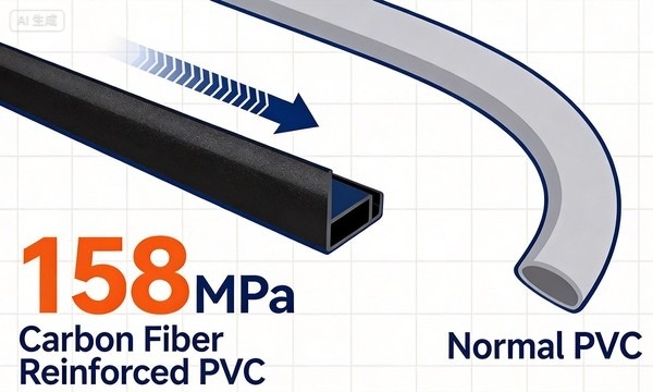comparación de rigidez entre PVC reforzado con fibra de carbono y PVC normal 158 MPa
